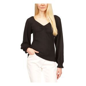 MICHAEL MICHAEL KORS Womens Black Elastic Cuffs Long Sleeve Top Petites P\XS